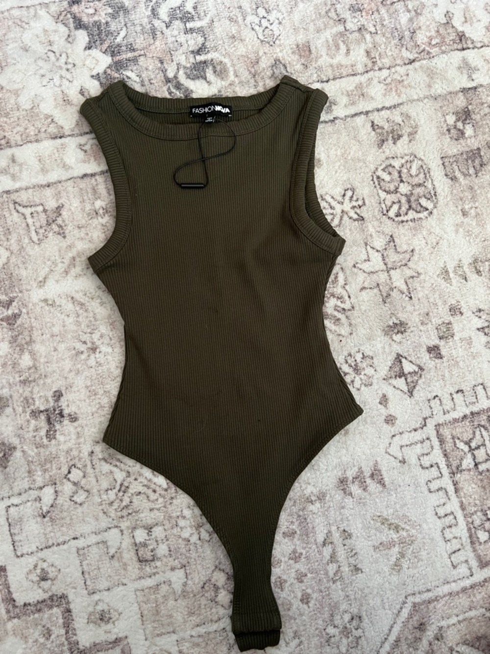 Fashion Nova Olive Green Ribbed Girls' One-Piece Bodysuit
